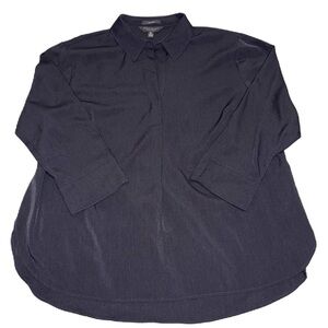 Investments Petites PL Paige Black Blouse 3/4 Length Sleeves Womens EUC